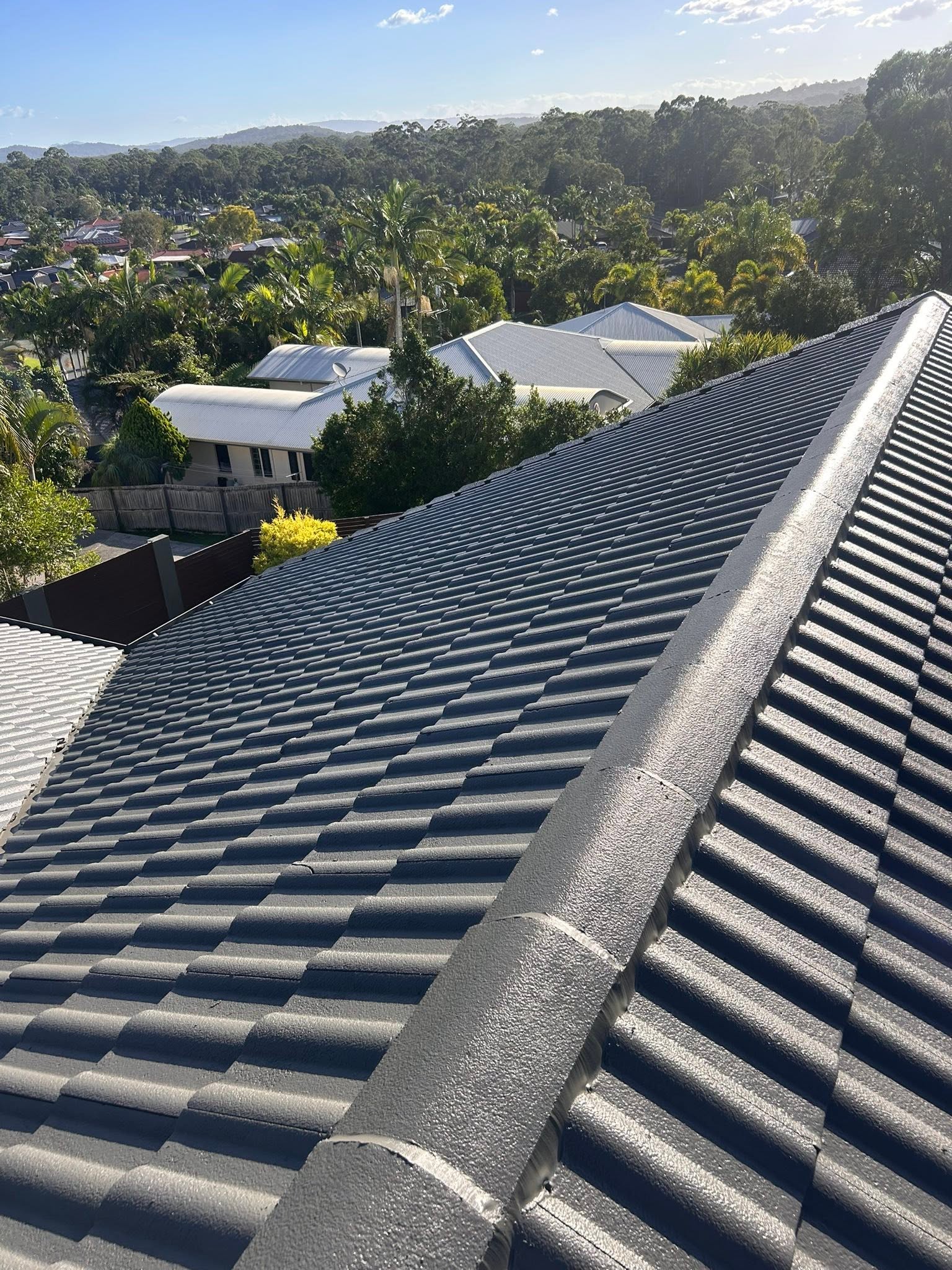 Restored roof after Sky Shield: Cleaned, re-pointed and sprayed